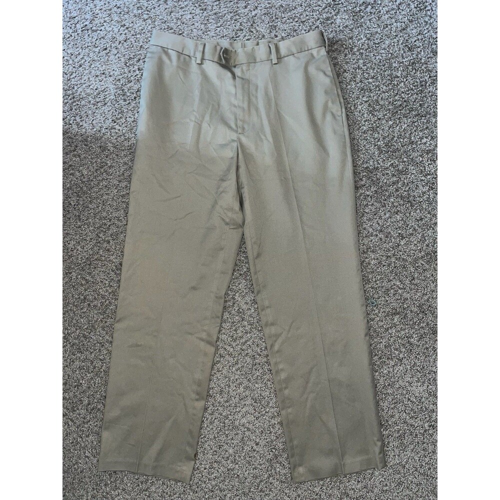 Perry Ellis Portfolio Dress Pants Mens 34x32 Beige Twill Straight Fit